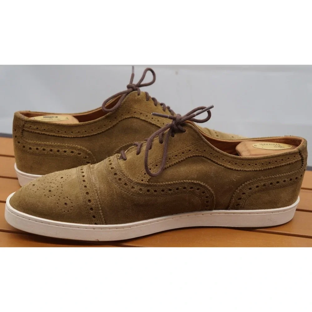 Allen Edmonds Strand $300 Men's Cap Toe Sneakers Shoes Size 10 D Suede Brown